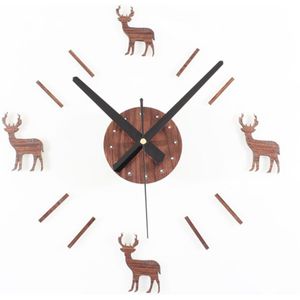 Creatieve DIY Wandklok Modern Pastorale Stijl Klokken Kerst Herten Thema Vintage Retro 3D Stickers Muur Horloge Home Decor