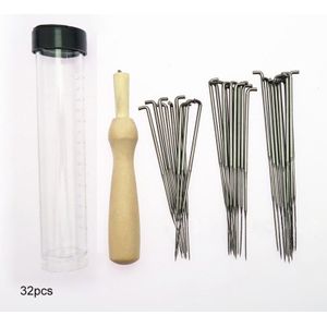 Dikke Medium Fijne Naald Praktische 1 Set Vilten Naalden Pin Tool Houten Handvat Naaien Kit Wol Pins Breien Blauw fles