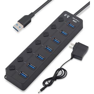4/7 Port USB 3.0 Hub Splitter USB Hub 3.0 met Individuele Schakelaars LED Indicator EU US Power adapter voor MacBook Laptop