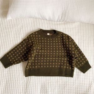 Jongens En Meisjes Retro Stijl Plaid Gebreide Truien Unisex Losse Alle-Math Warm Lange Mouwen Trui 1-6Y