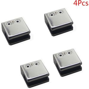 4 Stuks Roestvrij Stalen Vierkante Klem Houder Glas Beugel Clip Voor Badkamer Glas 831F