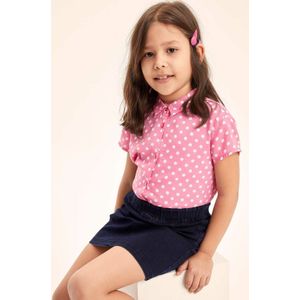 Defacto Mooie Meisje Korte Mouw Kids Pink Dot Blousers Meisjes Casual Losse Tops Zomer-K4694A619SP