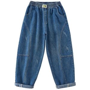 Jeans Voor Tiener Meisjes Voorjaar 2022 Blauw Losse Mode Alle-Match Kinderen Jeans Straight Casual School Kids denim Broek