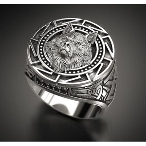 Viking Wolf Ringen Heren Rvs Wolf Head Ring Voor Mannen Retro Wolf Totem Amulet Ring