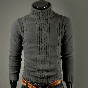 Brand Slim Heren Knit Revers Lange Mouwen Coltrui Coltrui Effen Kleur Reguliere Trui Voor Mannen Winter Hoge hals