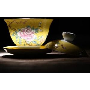 Jingdezhen Keramische Thee Terrine Handgeschilderde Gradiënt Zijde Bloem Cover Kom Chinese Kungfu Gaiwan Thee Cup Kom Theewaar