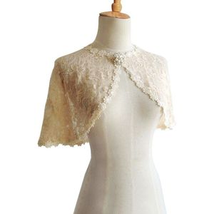 Elegante Lente Avond Wrap Kant Wedding Bolero Capes Vrouwen Jas Met Broche