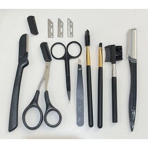 4/6/8 Stks/set Wenkbrauw Trimmer Wenkbrauw Scheermes Kit Rvs Wenkbrauw Scheren Kam Schaar Wenkbrauw Trimmen Gereedschap set