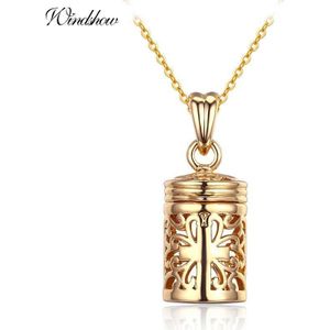 Hollow Out Filligree Cross parfum Fles Essentiële Olie Diffuser Ketting Vrouwen Pingente Kettingen Goud Kleur Sieraden