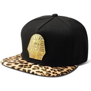 Missfox Hip Hop Strass Farao Mannen Hoed Cool Zwarte Hoeden Caps Mannen Platte Rand Luipaard Print Persoonlijkheid Baseball mannen hoed