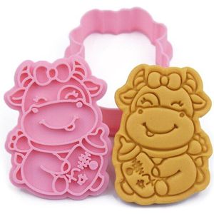 Chinese Jaar 3D Vee Vorm Pressable Stamped Reliëf Biscuit Cookie Cutters Mold Keuken Bakvormen Tool