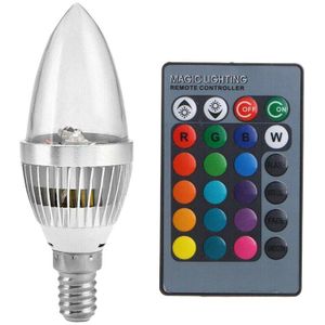 3W Smart E14 Rgb Led Kleurrijke Kleur Veranderen Lamp Met 24 Kaars Afstandsbediening Knop Transparante Lampenkap