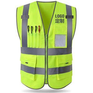 Reflecterende vest bouw techniek veiligheid beschermende kleding verkeer waarschuwing groene auto fluorescerende jas