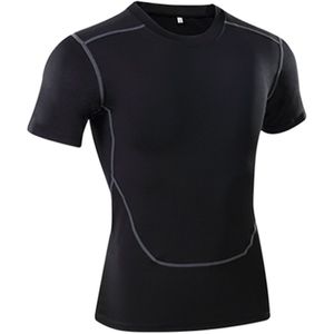 Heren Running T-shirts Snel Droog Fitness Korte Mouw Compressie Shirts Bodybuilding Gym T-shirt Mannen Voetbal Sportkleding