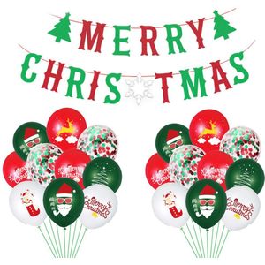 Vrolijk Kerstfeest Brief Set Kerstman Print Latex Rode En Groene Confetti Ballon Pull Vlag Navidad Hовый Rод