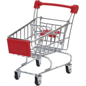 Mini Supermarkt Hand Trolley Shopping Utility Winkelwagen Opslag Mand Pretend Kids K4UA
