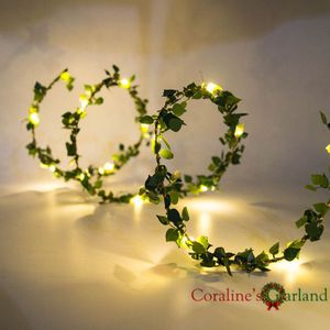 2M 5M 10M Outdoor LED Leaf Twijn fairy string lights met batterij bedienen voor rustieke bruiloft party Event Decoratie