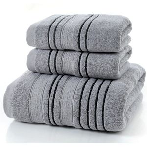 Eenvoudige strepen 100% Katoen badhanddoek Sets wit grijs Strandlakens voor Volwassenen Luxe Zacht gezicht Handdoek badkamer