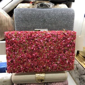 Elegante Sprankelende Glitter Avond Clutch Bag Kleurrijke Kleur Steen Vrouwen Messenger Schouder Dag Koppelingen Dame Mode Shell Tas