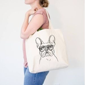 Franse Bulldog Tote Bag-Cadeaus Voor Hond Eigenaar, hond Minnaar Tas Grafische Franse Bulldog Tote Frenchie Zak Hond Dragen Zonnebril