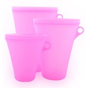 3 Pcs Silicone Voedsel Zak Herbruikbare Cup Vorm Ziplock Zakken Voedsel Opslag Container Verzegeld Organizer Voor Keuken Verse Zakken Stand up