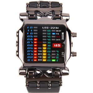 TVG Rubber Band waterdichte cool geek LED digitale Sport Horloges Zwart Mannen Luxe Binary Klok horloge