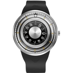 Unieke Quartz Horloge Magnetische Bal Geen Pointer Metalen Multinationale Horloge Mannen Mode Rubber Sport Man Siliconen Band