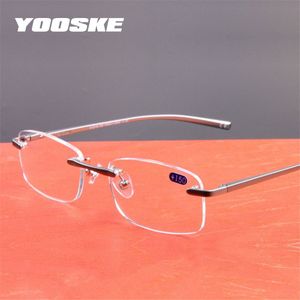 Yooske Aluminium Frameloze Leesbril Hd Lens Presbyopie Bril Randloze Vrouwen Mannen Bril Klassieke Unisex Brillen