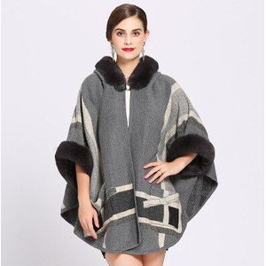 Mingjiebihuo mode herfst en winter vrouwen mode effen sjaal warme dikke grote maat comfortabele zachte losse poncho
