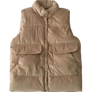 Gowyimmes Herfst Vrouwen Corduroy Katoenen Vest Dame Mouwloze Down Katoenen Jas Korte Paragraaf Vrouwelijke Winter Vest Uitloper 694