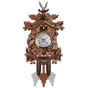 Zachte Vintage Huis Decoratieve Vogel Wandklok Opknoping Hout Koekoeksklok Woonkamer Slingeruurwerk Craft Art Klok Voor Hous