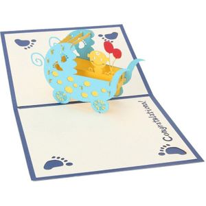 3D Baby Carriagesgreeting Kaart Pop Up Papier Gesneden Postkaart Verjaardag Party