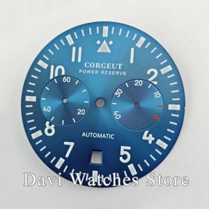 Lichtgevende 37mm zwart/blauw rvs horloge dial fit zeemeeuw St2532 beweging
