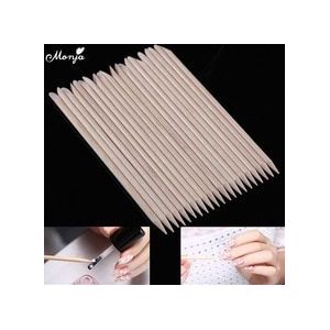 Monja 20 Pcs Nail Art Dual Einde Nail Care Schuine Houten Stok UV Gel Polish Schoonmaken Cuticle Dead Skin Remover pusher Manicure Tool