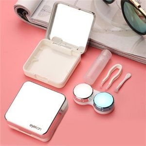 Draagbare Vierkante Contact Lens Case Met Spiegel Reizen Ogen Care Kit Lens Container Inweken Doos Lens Opslag Eyewear Accessoires