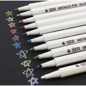 Sta 10 Farben Metallischen Marker Stift Diy Scrapbooking Handwerk Weichen Borstel Stift Art Pen Bont Schreibwaren Schule Liefert