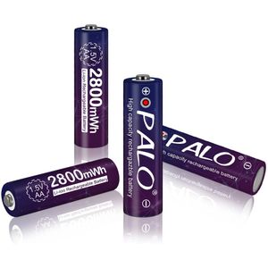 Palo 1.5V Aa Li-Ion Batterij Aa Lithium Ion Oplaadbare Batterij Aa 1.5V 2800mWh Met Acculader Case Usb lader Aa 1.5V