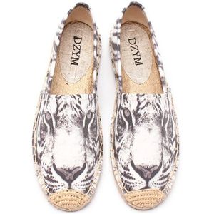 Vrouwen schoenen vrouwen zomer platte slippers, slip op loafers met tijger patroon print aan de voorzijde