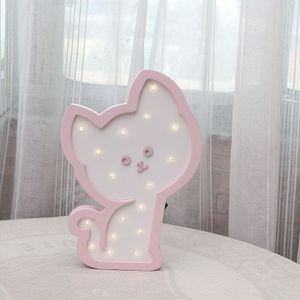 Hinnixy Uil Kat Nachtlampje Baby Slaapkamer Decor Lamp Roze Blauw Hout Cartoon Dier Tafellamp Nordic Stijl Lichten Kinderen