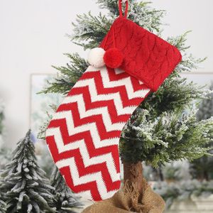 Kerst Gebreide Elanden Kerst Sokken Rode En Witte Wollen Gebreide Sokken Kinderen Bag Kerstboom Hanger