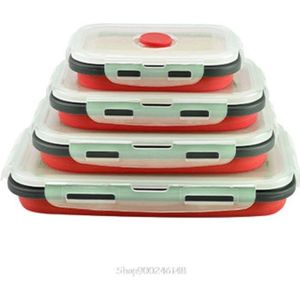 Plastic Voedsel Opslag Containers Met Deksels-4Pc Silicone Inklapbare Lunchbox Luchtdichte Vacuüm Seal, vriezer Microwavable O28 20