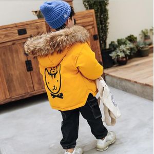 Meisjes Baby Down Jassen Winter Dikker Warme Jassen Voor Kinderen Kinderen Grote Real Bontkraag Capuchon Bovenkleding Ws1121