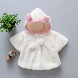 Winter Faux Fur Baby Warm Jassen Flanel Dikke Kapmantel Leuke Kleine Mantel Kinderkleding Kindje Bovenkleding Voor 1-3 Jaar Oud