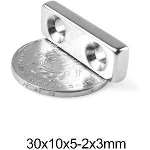 5 ~ 50 Stuks 30x10x5-3 Mm Sterke Vel Magneet Gat 3 Mm Blok Rechthoekige Neodymium Magneten 30*10*5 Mm Kleine N35 Magneet 30*10*5-3 Mm