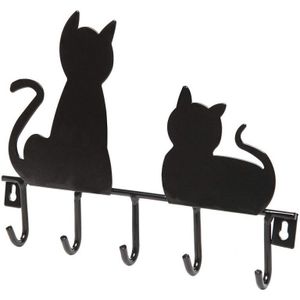 5 Hangers Ijzeren Haken Cartoon Zwarte Kat Sleutelhouder Kapstok Home Decor Organizer