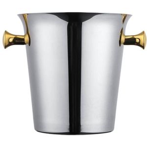 1Pc Rvs Ijsemmer Draagbare Ijs Chiller Koeler Ice Cube Container Voor Wijn Champagne Bier Ktv Bar (zilver, 2L)