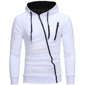Mannen outdoor sport jas hooded vest trui slanke schuine rits jas losse jas bovenkleed bovenkleding
