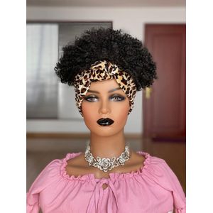 Braziliaanse Afro Krullend Hoofdband Pruik Synthetische Non Lace Pruik Voor Vrouwen Volledige Machine Gemaakt Synthetische Head Wrap Pruik