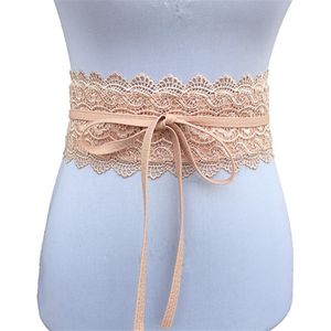 Taille Cincher Vrouwen Jurk Strik Taille Band Faux Lederen Kant Brede Decor Riem Gordel Taille Band Bandage Rood Wit zwart