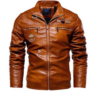Leren Jas Mannen Winter Fleece Motorfiets Pu Leahter Jas Mannelijke Stand Kraag Casual Windjack Ropa De Hombre Slim Jas 3XL